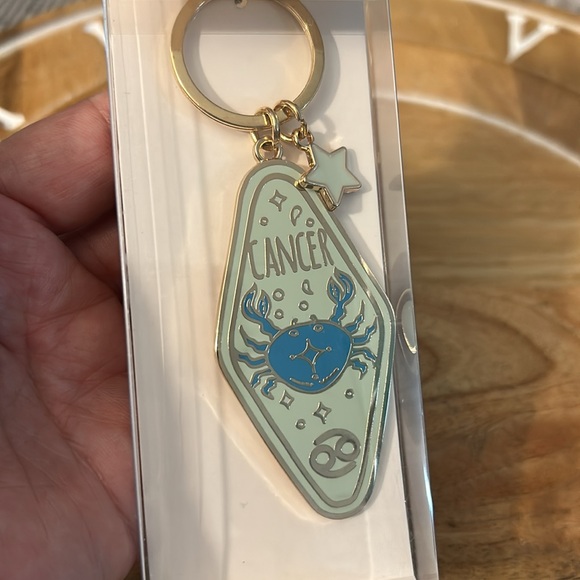 Cancer crab Zodiac Keychain with Blue and Goldtone Accents and Star charm - Picture 2 of 7